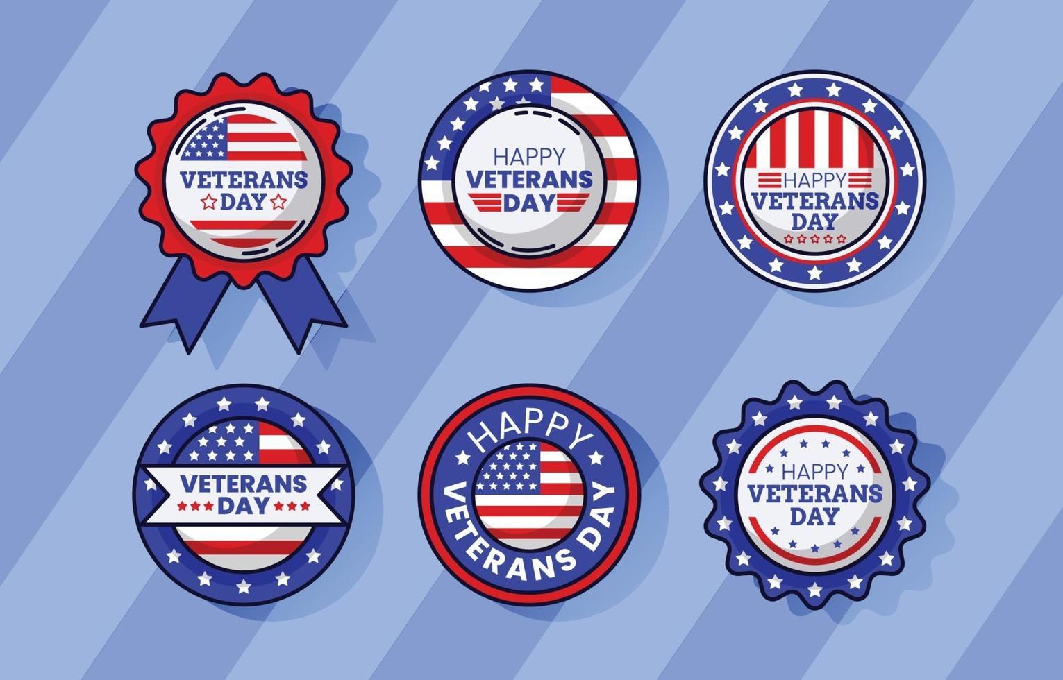 Veterans Day Sticker Collection vector