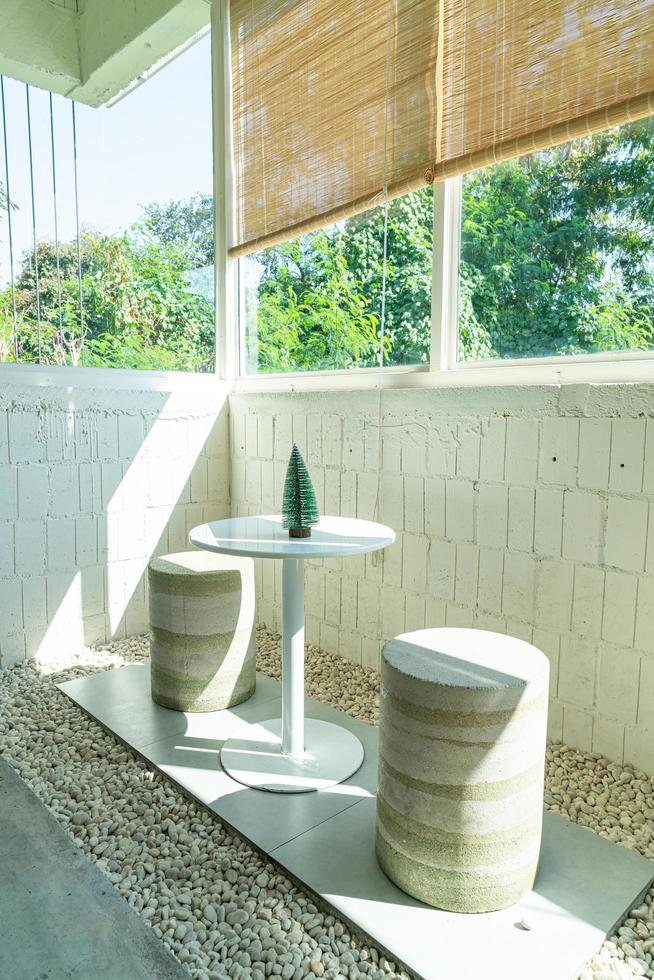 Empty table and chair in coffee shop cafe photo