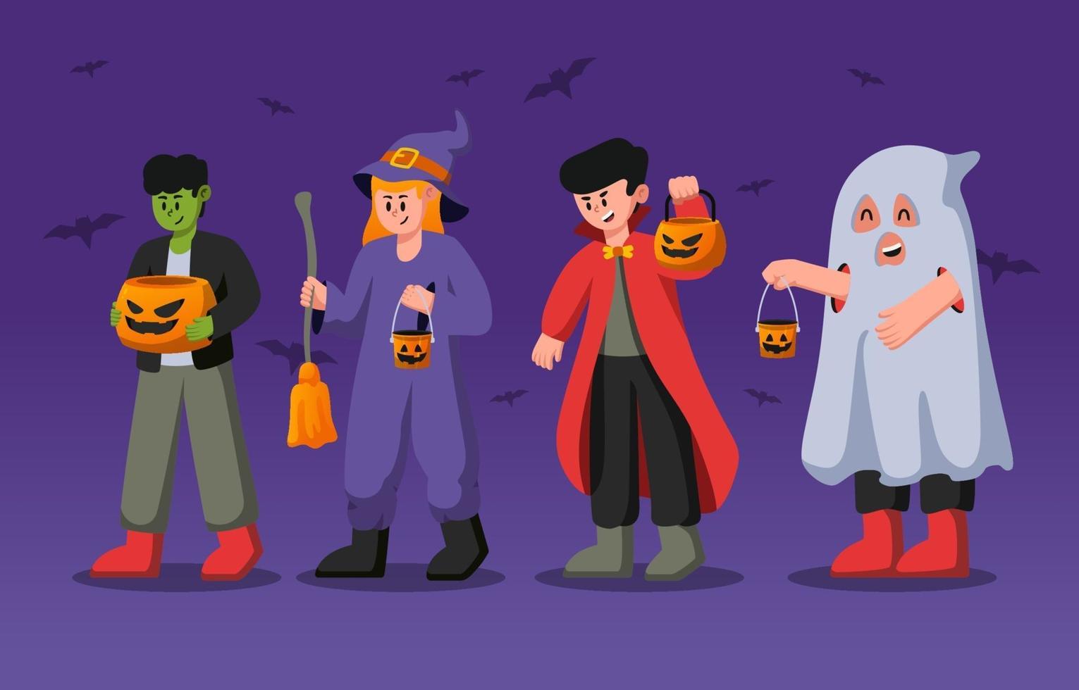 Trick or Treat Character Set vector