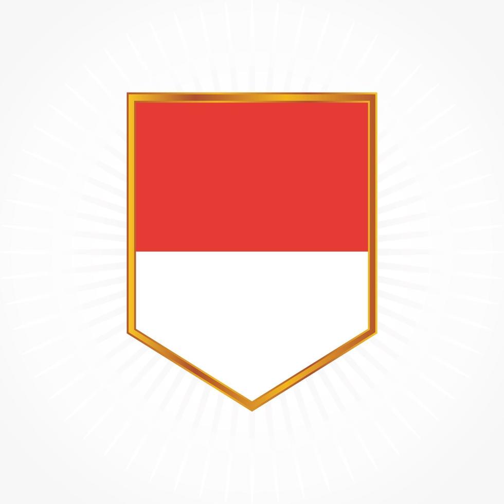 Indonesia or Monaco flag vector with shield frame