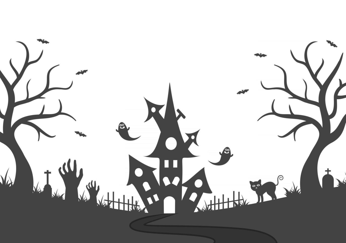 ilustración de la página de destino del fondo de la fiesta de la noche de halloween vector