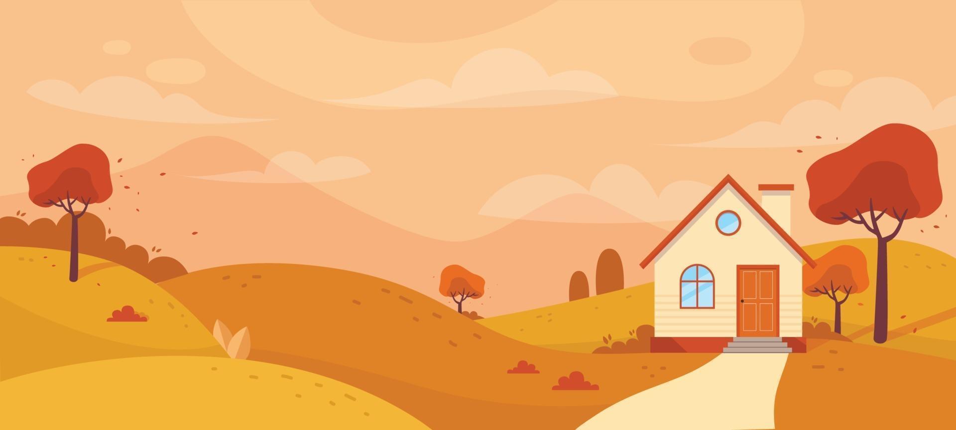 paisaje de otoño de fondo vector