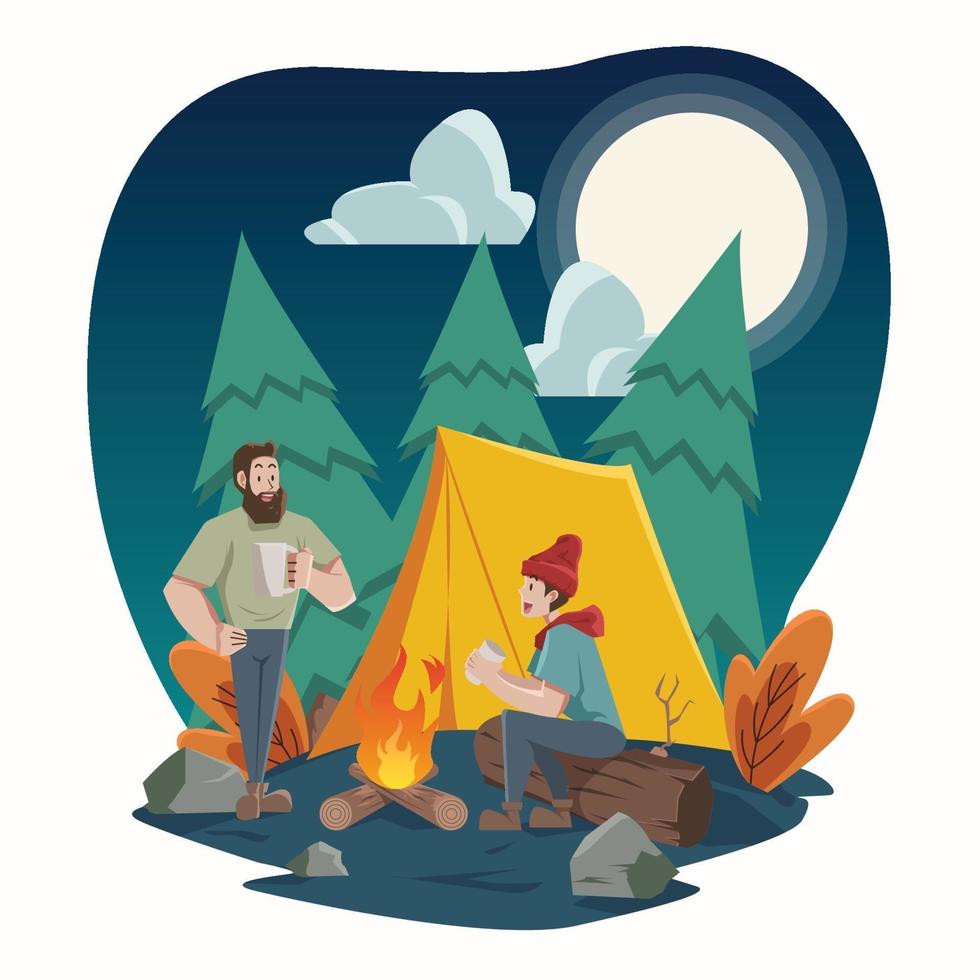 Autumn Activity Camping vector