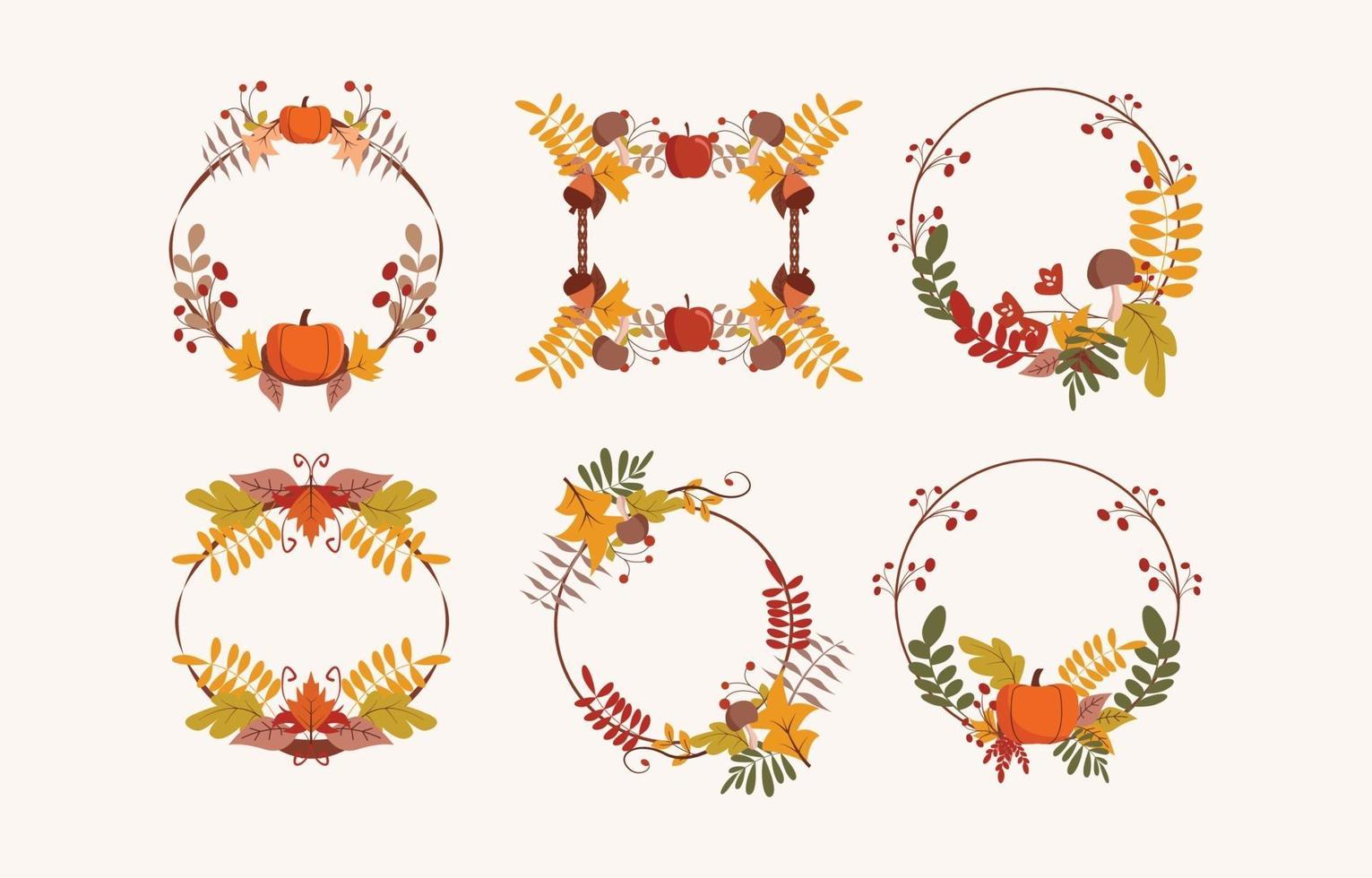 Autumn Floral Wreath vector