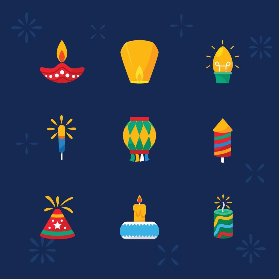 luz y petardo para celebrar diwali vector