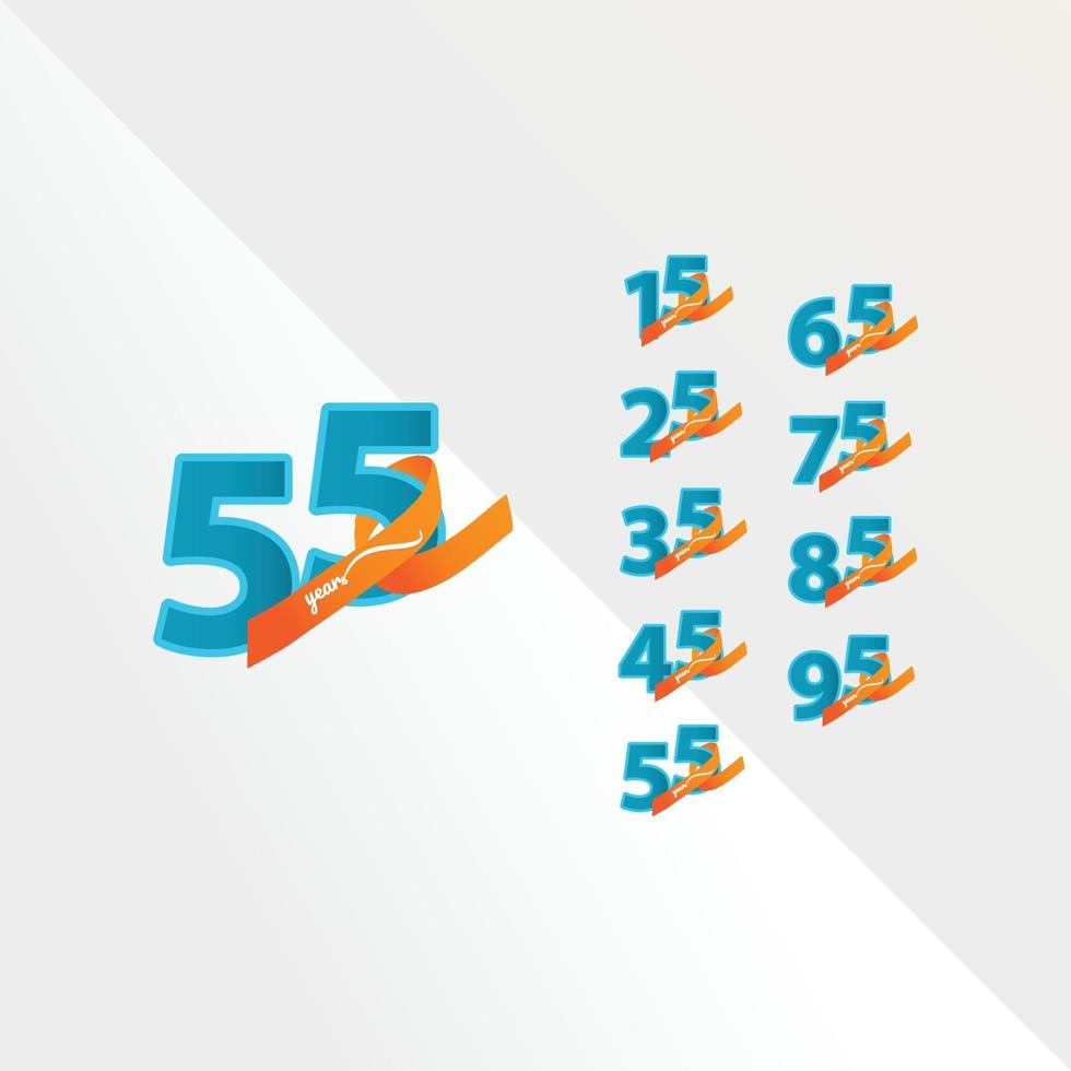 55 Years Anniversary Celebration Vector Template Design Illustration