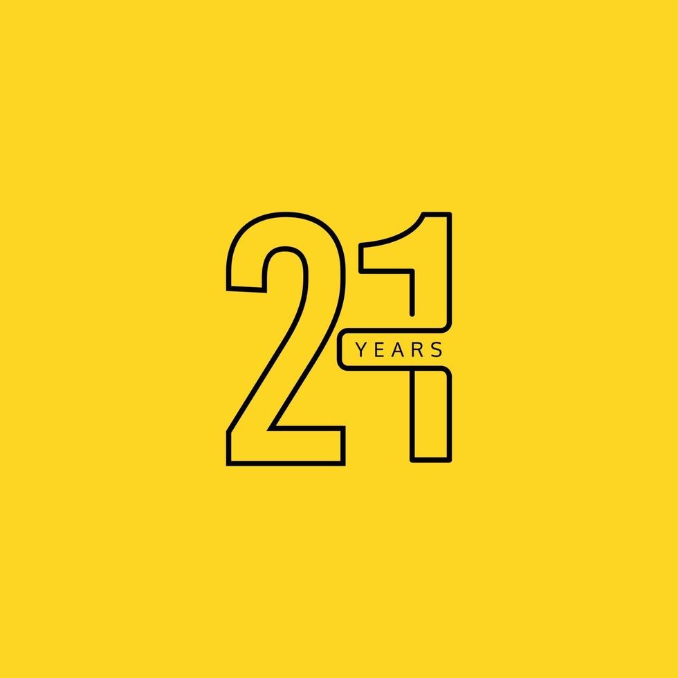 Ilustración de diseño de plantilla de vector de celebración de aniversario de 21 años