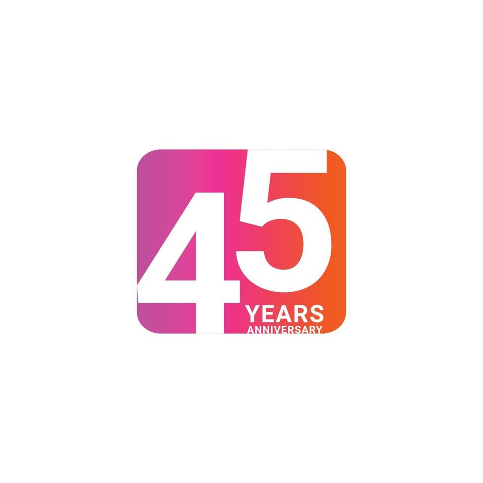 45 Years Anniversary Celebration Vector Template Design Illustration