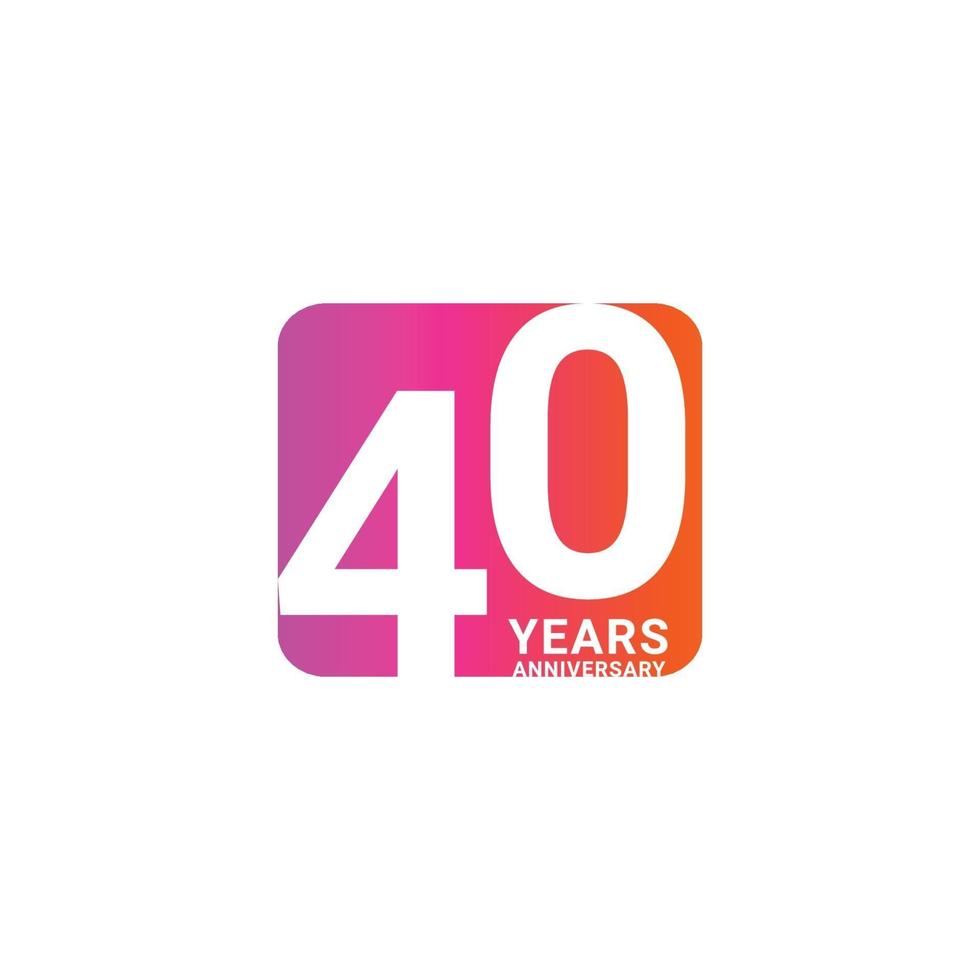 40 Years Anniversary Celebration Vector Template Design Illustration