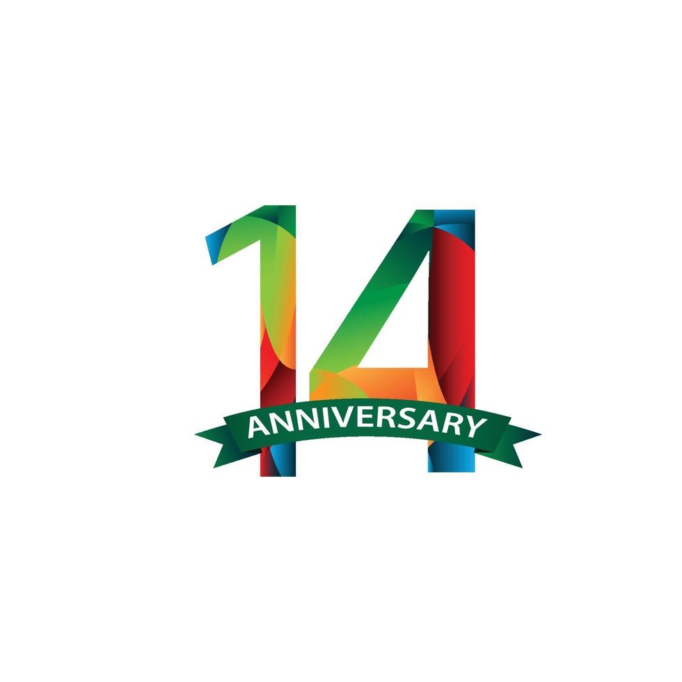 14 Years Anniversary Celebration Vector Template Design Illustration