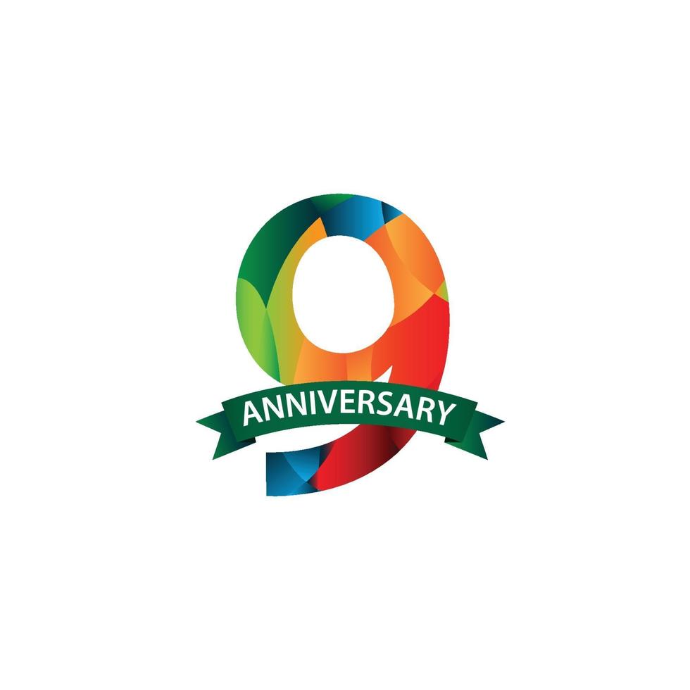 9 Years Anniversary Celebration Vector Template Design Illustration