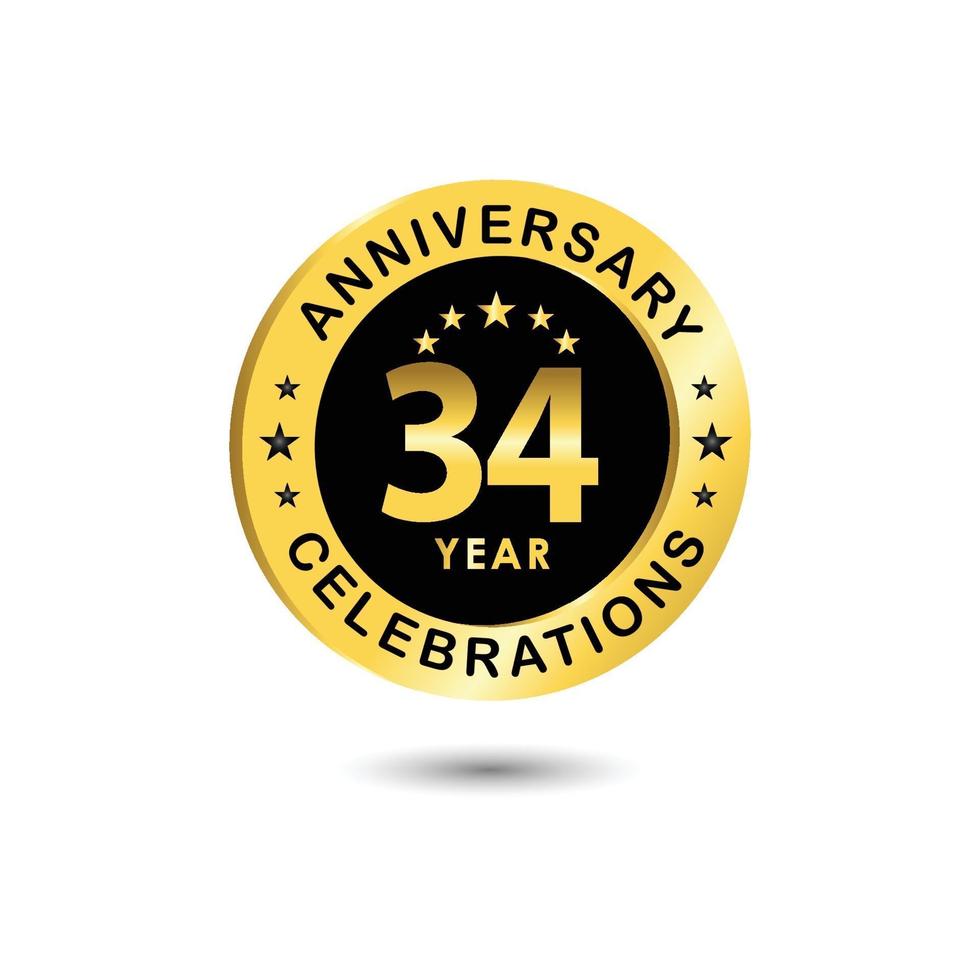 Ilustración de diseño de plantilla de vector de celebración de aniversario de 34 años