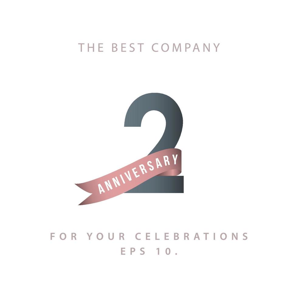 2 Years Anniversary Celebration Vector Template Design Illustration