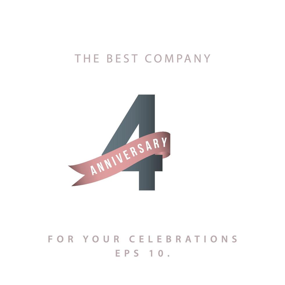 4 Years Anniversary Celebration Vector Template Design Illustration