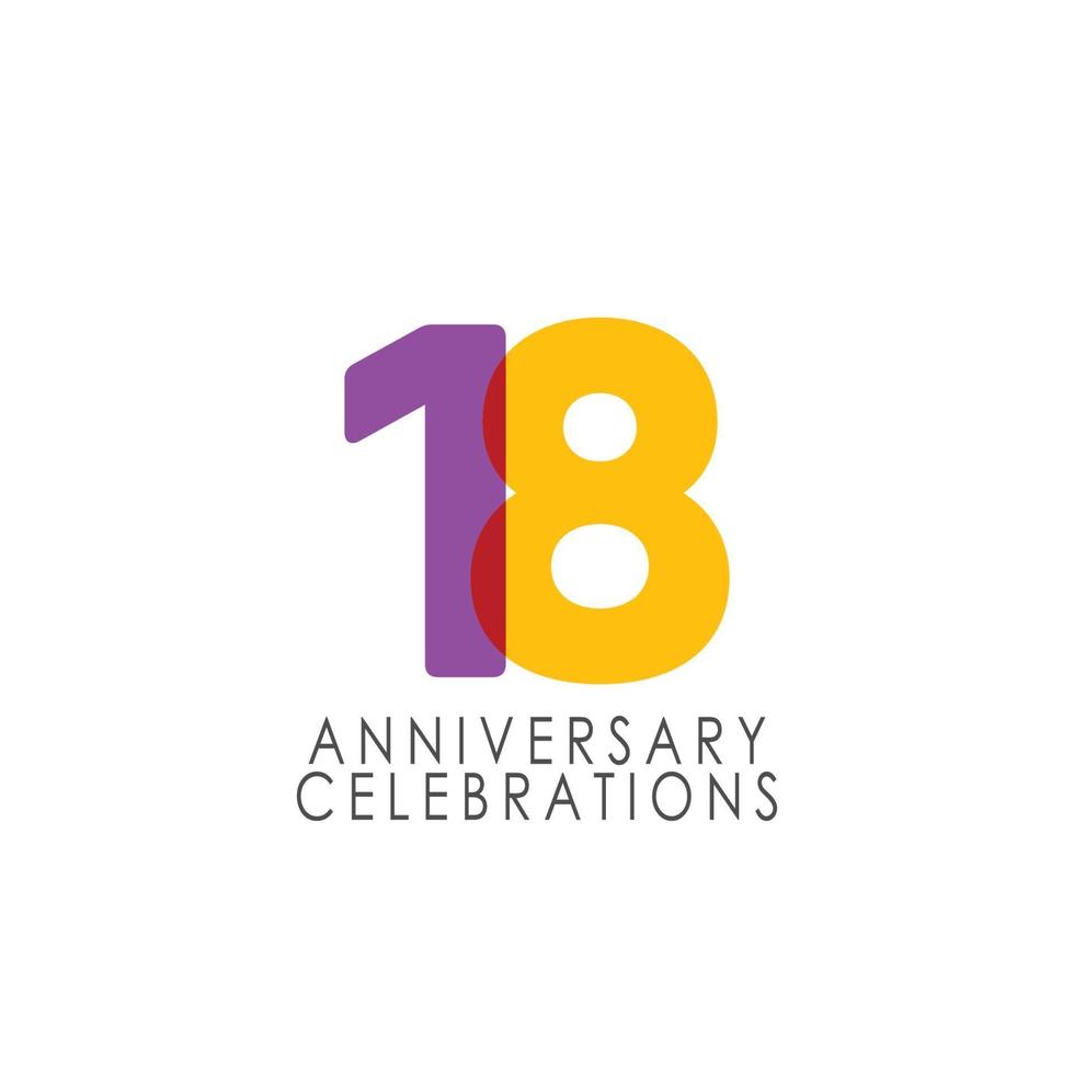 18 Years Anniversary Celebration Vector Template Design Illustration