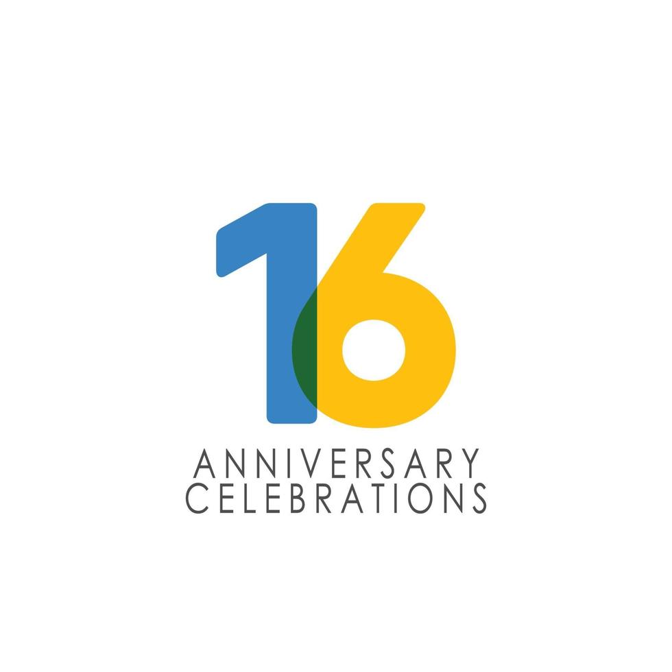 16 Years Anniversary Celebration Vector Template Design Illustration