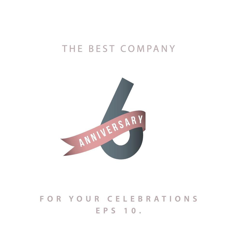 6 Years Anniversary Celebration Vector Template Design Illustration