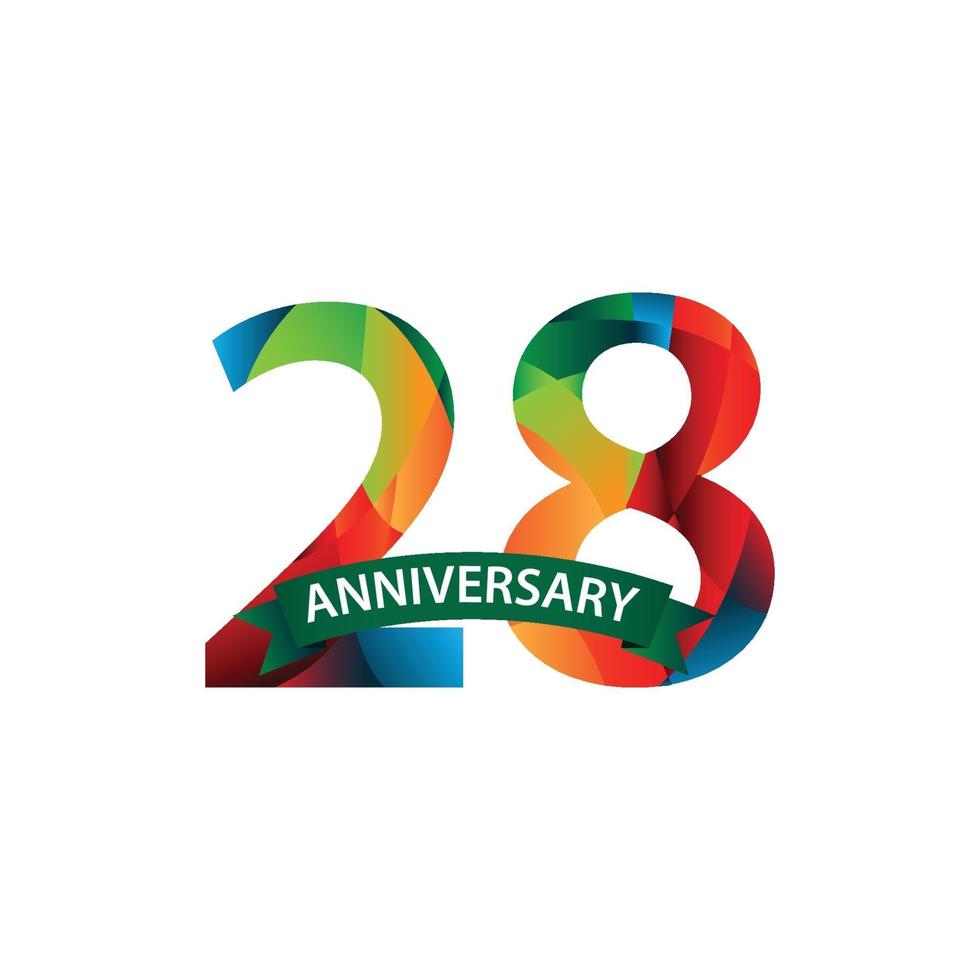 28 Years Anniversary Celebration Vector Template Design Illustration