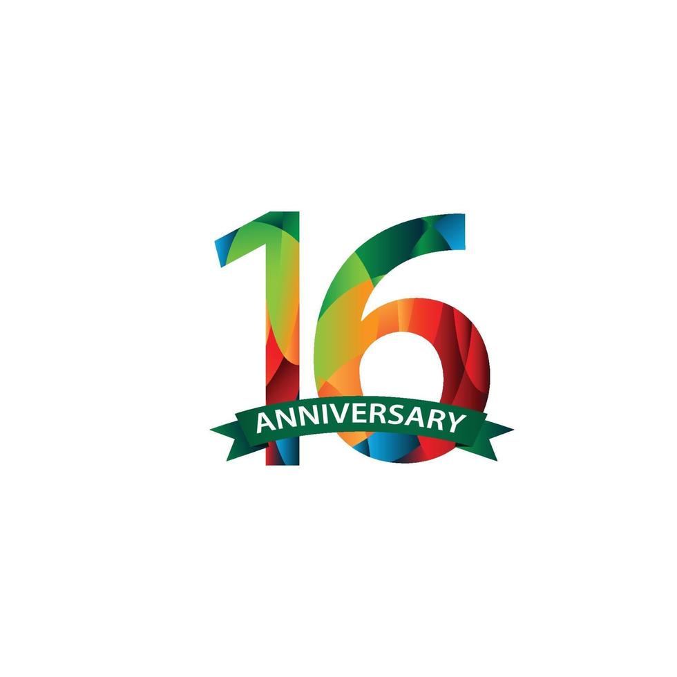 16 Years Anniversary Celebration Vector Template Design Illustration