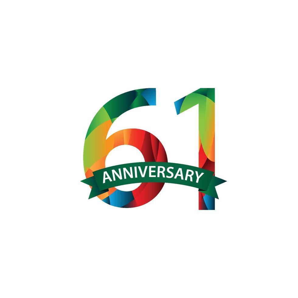 61 Years Anniversary Celebration Vector Template Design Illustration