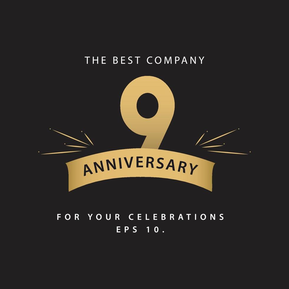 9 Years Anniversary Celebration Vector Template Design Illustration