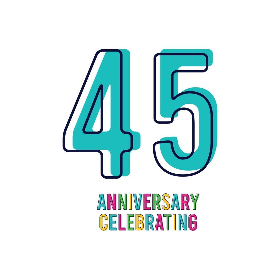 45 Years Anniversary Celebration Vector Template Design Illustration