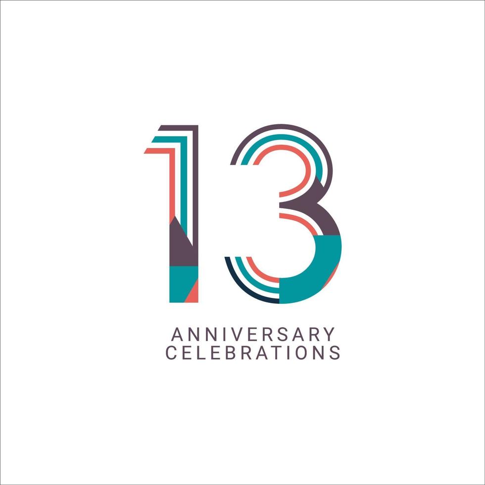 13 Years Anniversary Celebration Vector Template Design Illustration