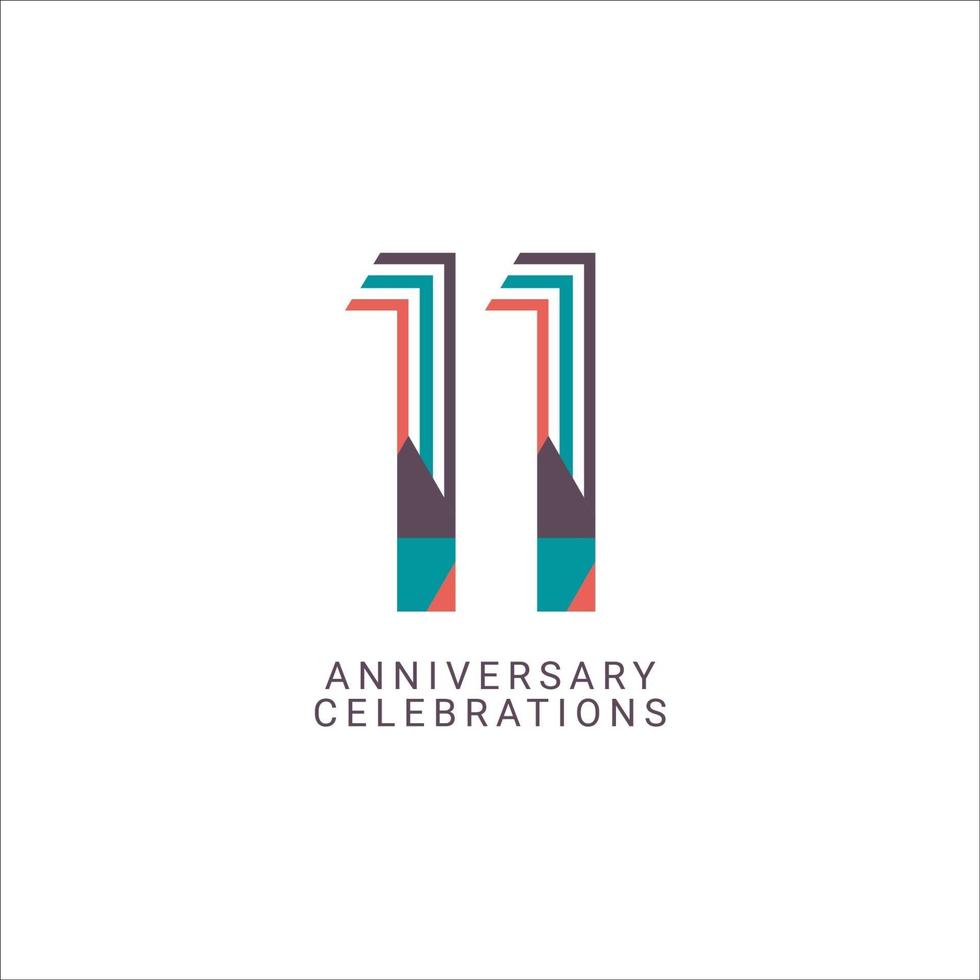 Ilustración de diseño de plantilla de vector de celebración de aniversario de 11 años