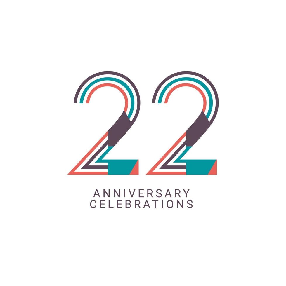 22 Years Anniversary Celebration Vector Template Design Illustration