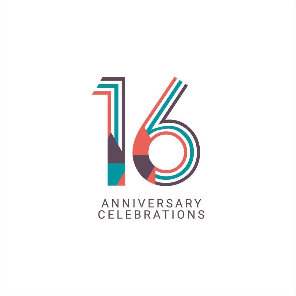 16 Years Anniversary Celebration Vector Template Design Illustration