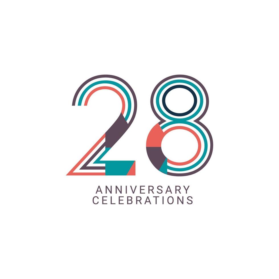 28 Years Anniversary Celebration Vector Template Design Illustration