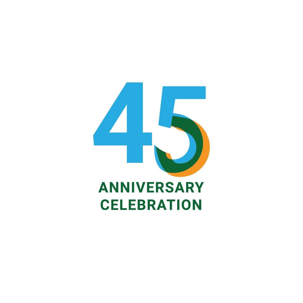 45 Years Anniversary Celebration Vector Template Design Illustration