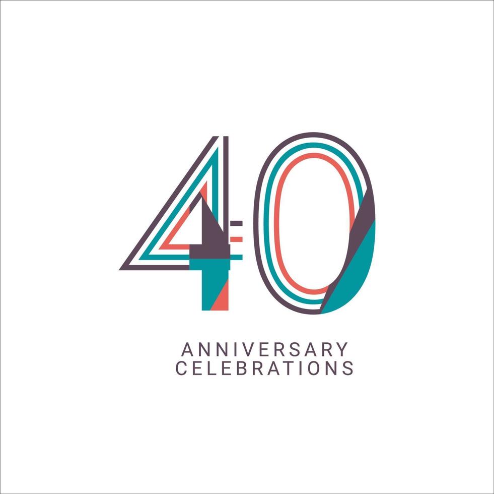 40 Years Anniversary Celebration Vector Template Design Illustration