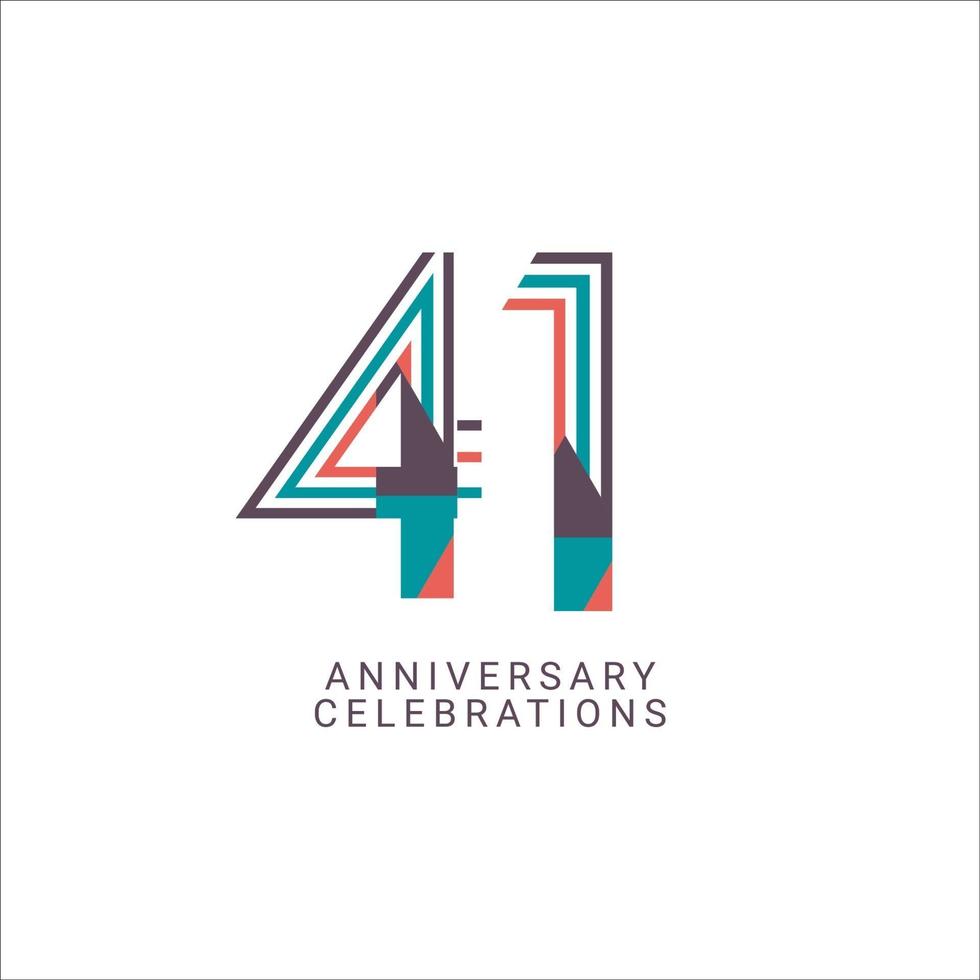 41 Years Anniversary Celebration Vector Template Design Illustration