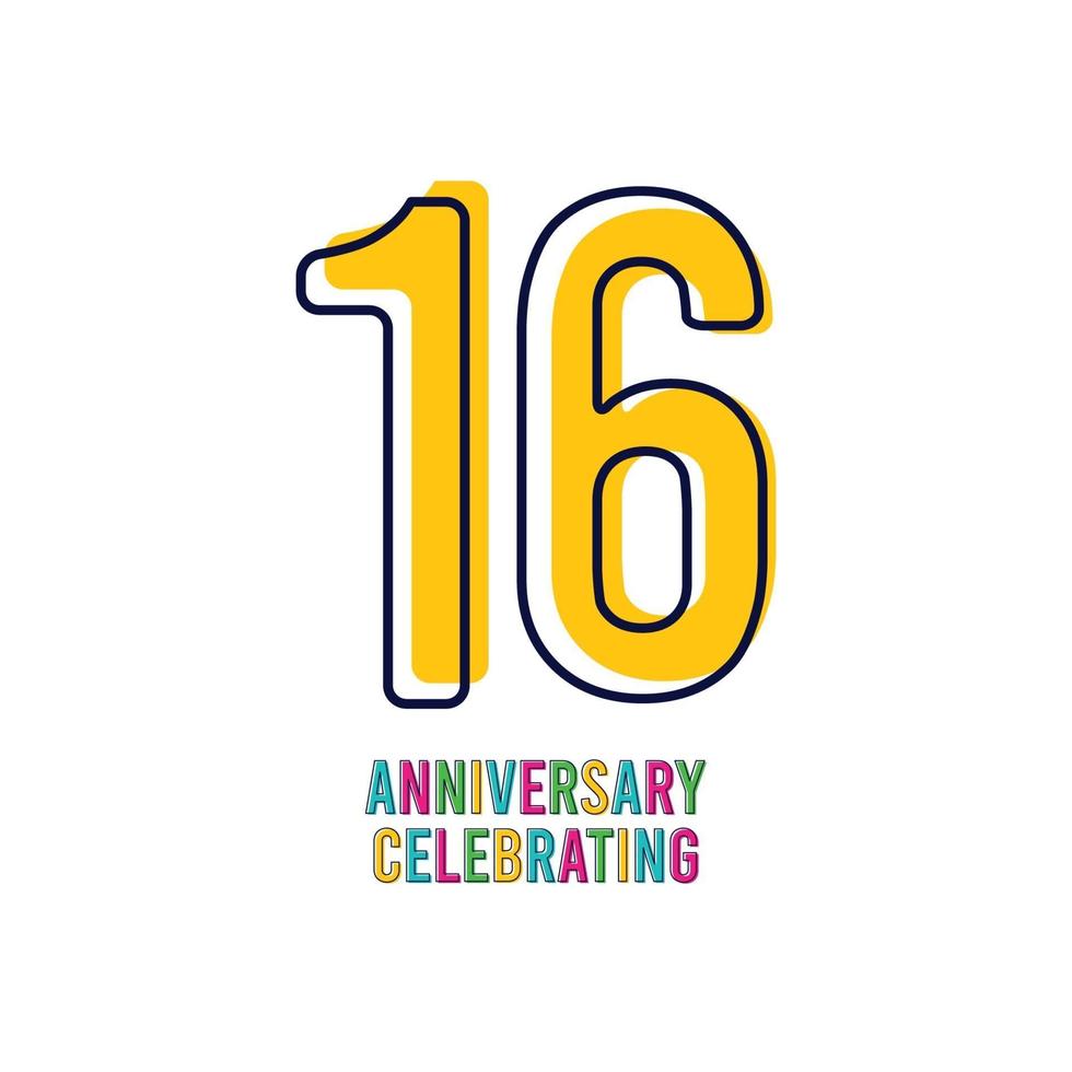 16 Years Anniversary Celebration Vector Template Design Illustration