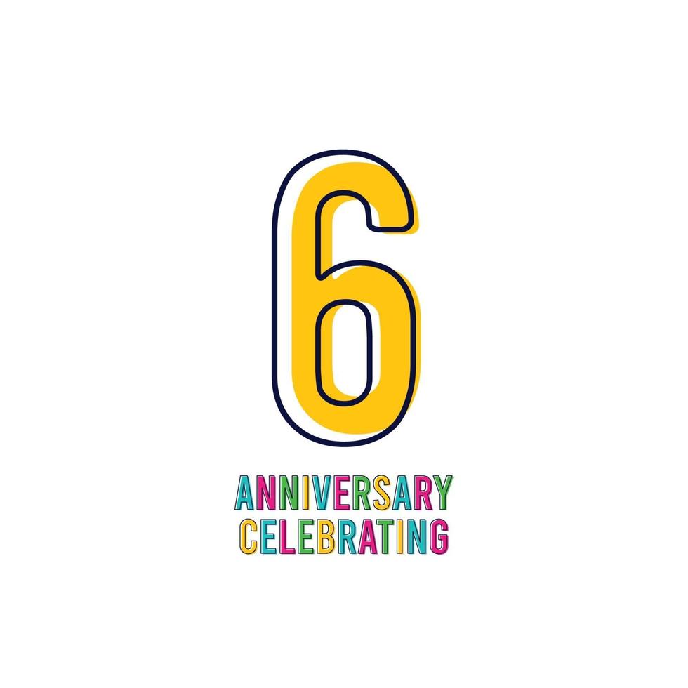 6 Years Anniversary Celebration Vector Template Design Illustration