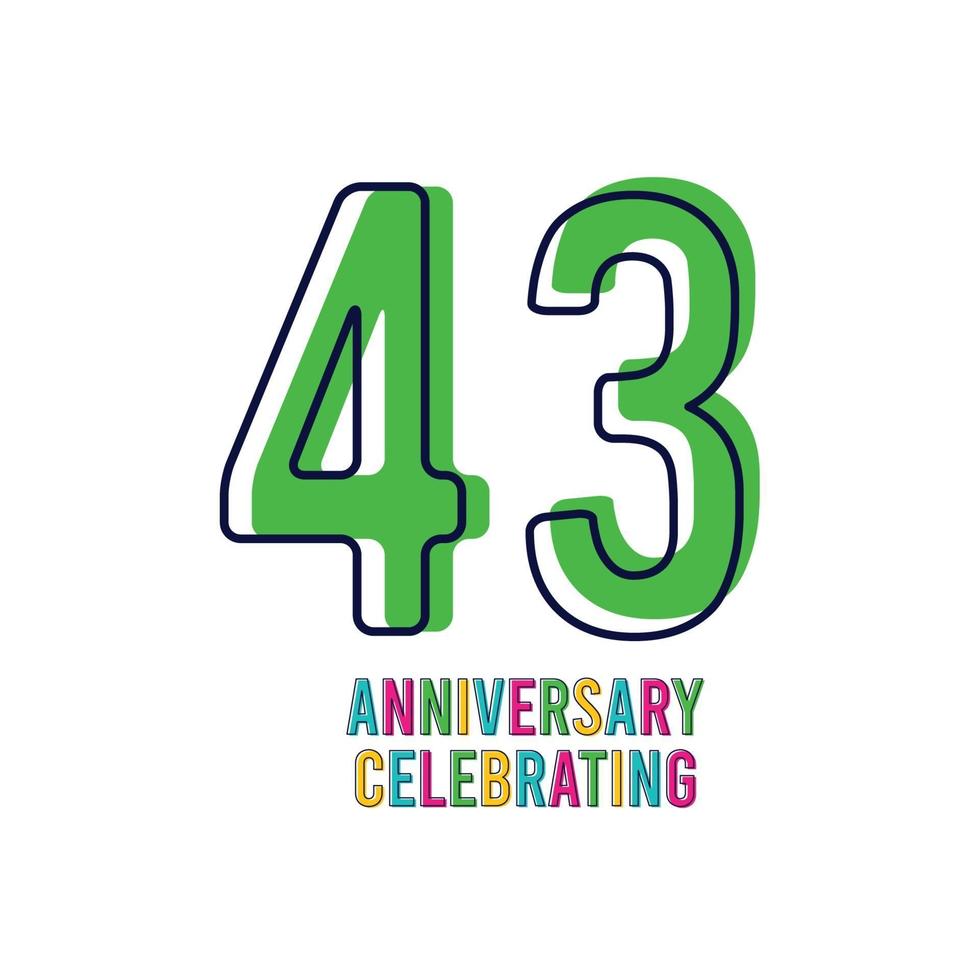 43 Years Anniversary Celebration Vector Template Design Illustration