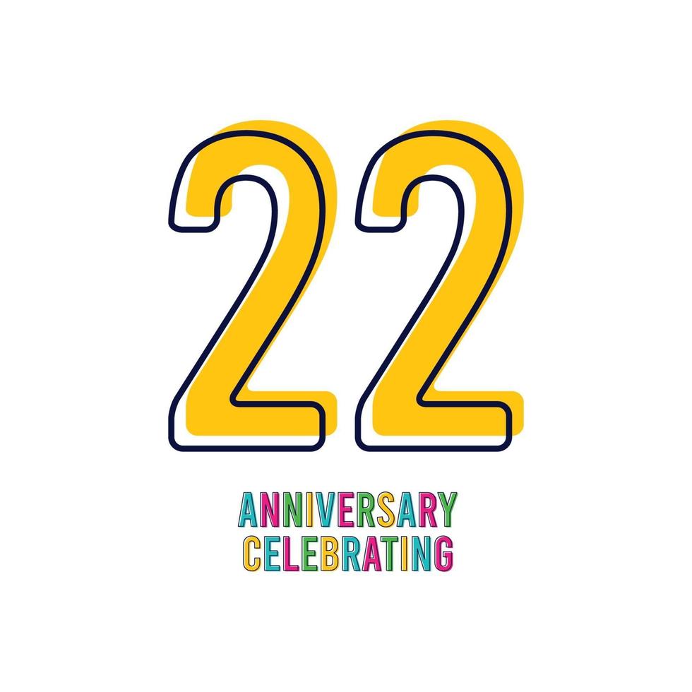 22 Years Anniversary Celebration Vector Template Design Illustration