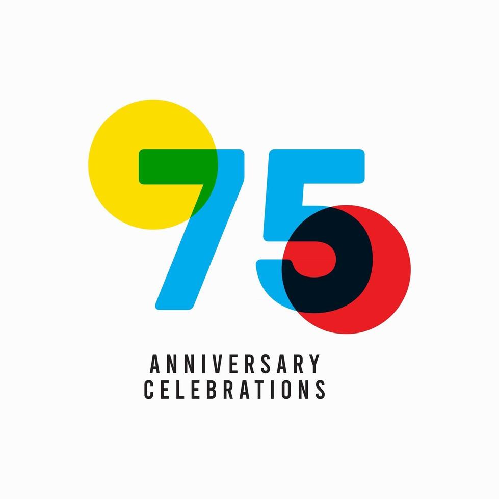 Ilustración de diseño de plantilla de vector de celebración de aniversario de 75 años