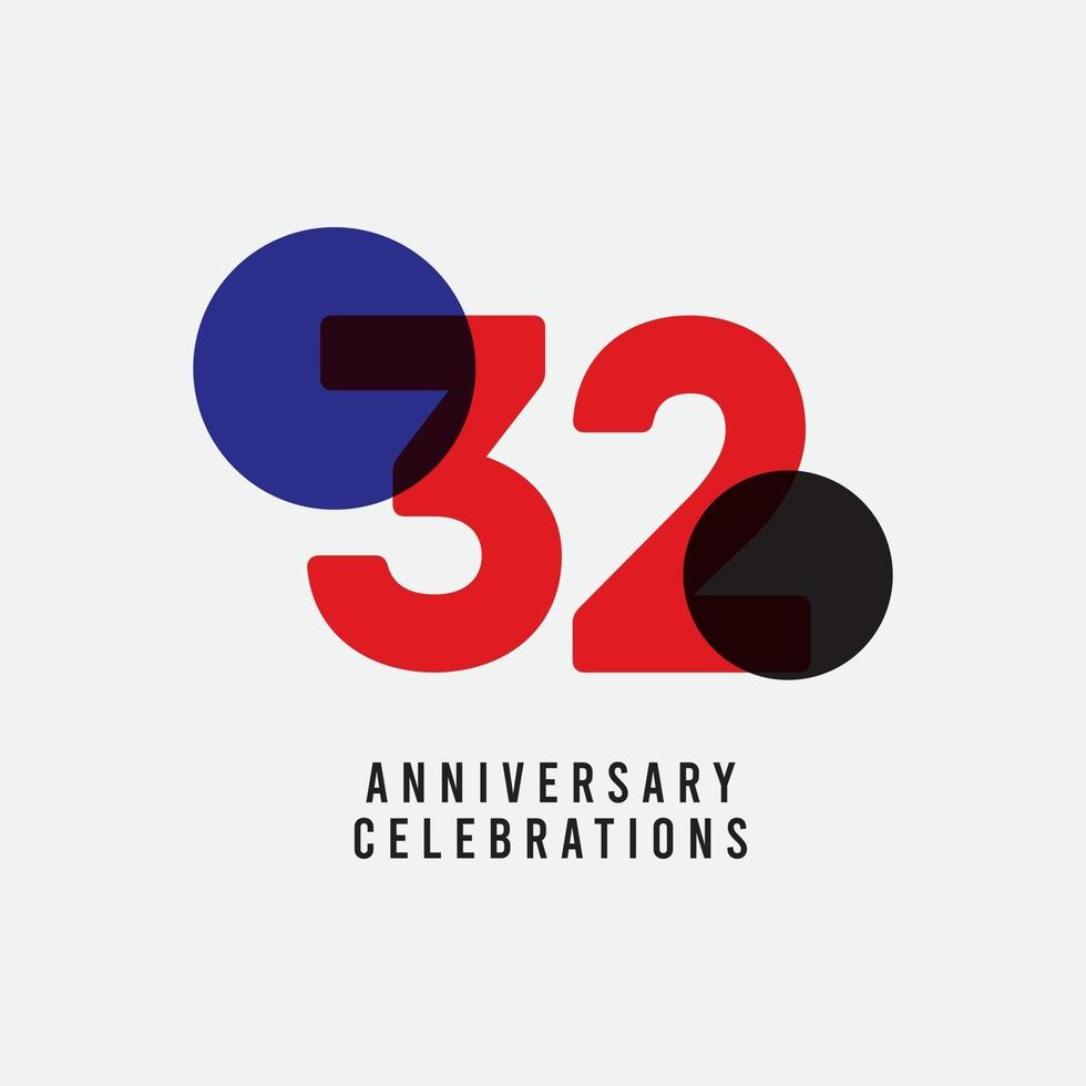 32 Years Anniversary Celebration Vector Template Design Illustration