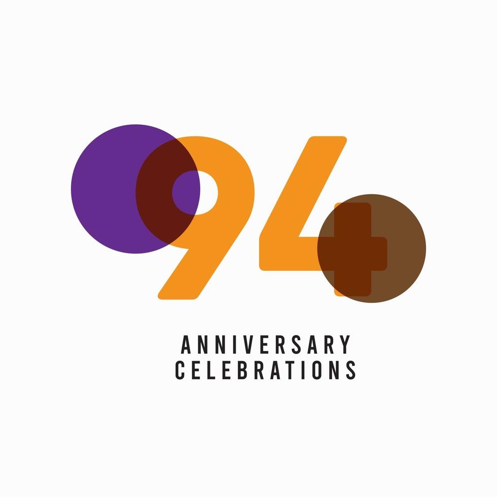 Ilustración de diseño de plantilla de vector de celebración de aniversario de 94 años