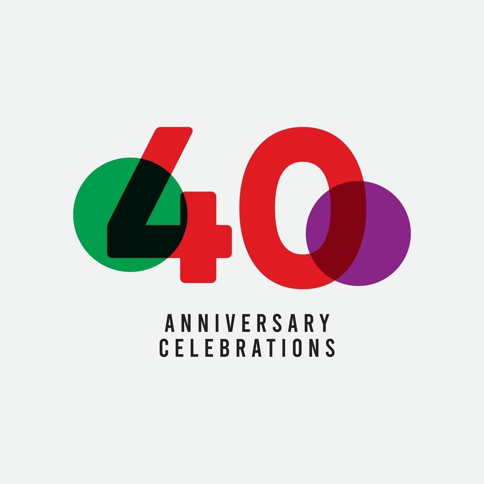 40 Years Anniversary Celebration Vector Template Design Illustration