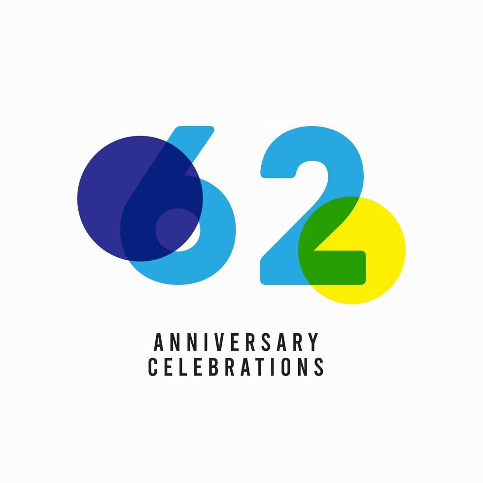 62 Years Anniversary Celebration Vector Template Design Illustration