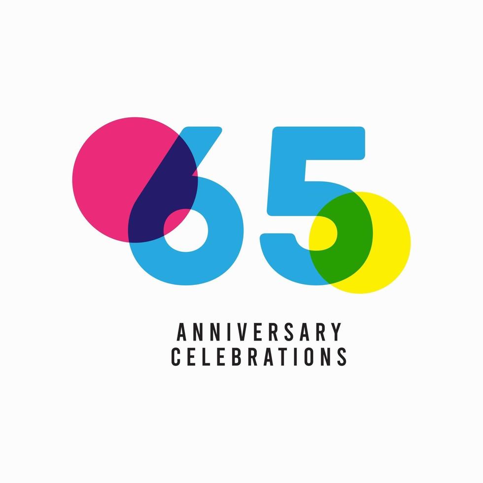 65 Years Anniversary Celebration Vector Template Design Illustration