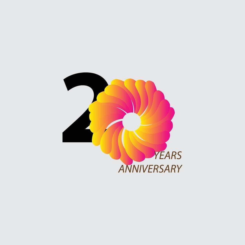 Ilustración de diseño de plantilla de vector de celebración de aniversario de 20 años