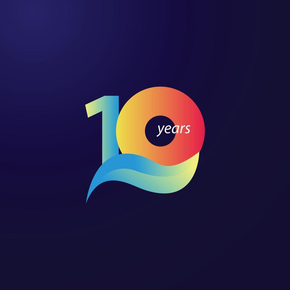 Ilustración de diseño de plantilla de vector de celebración de aniversario de 10 años