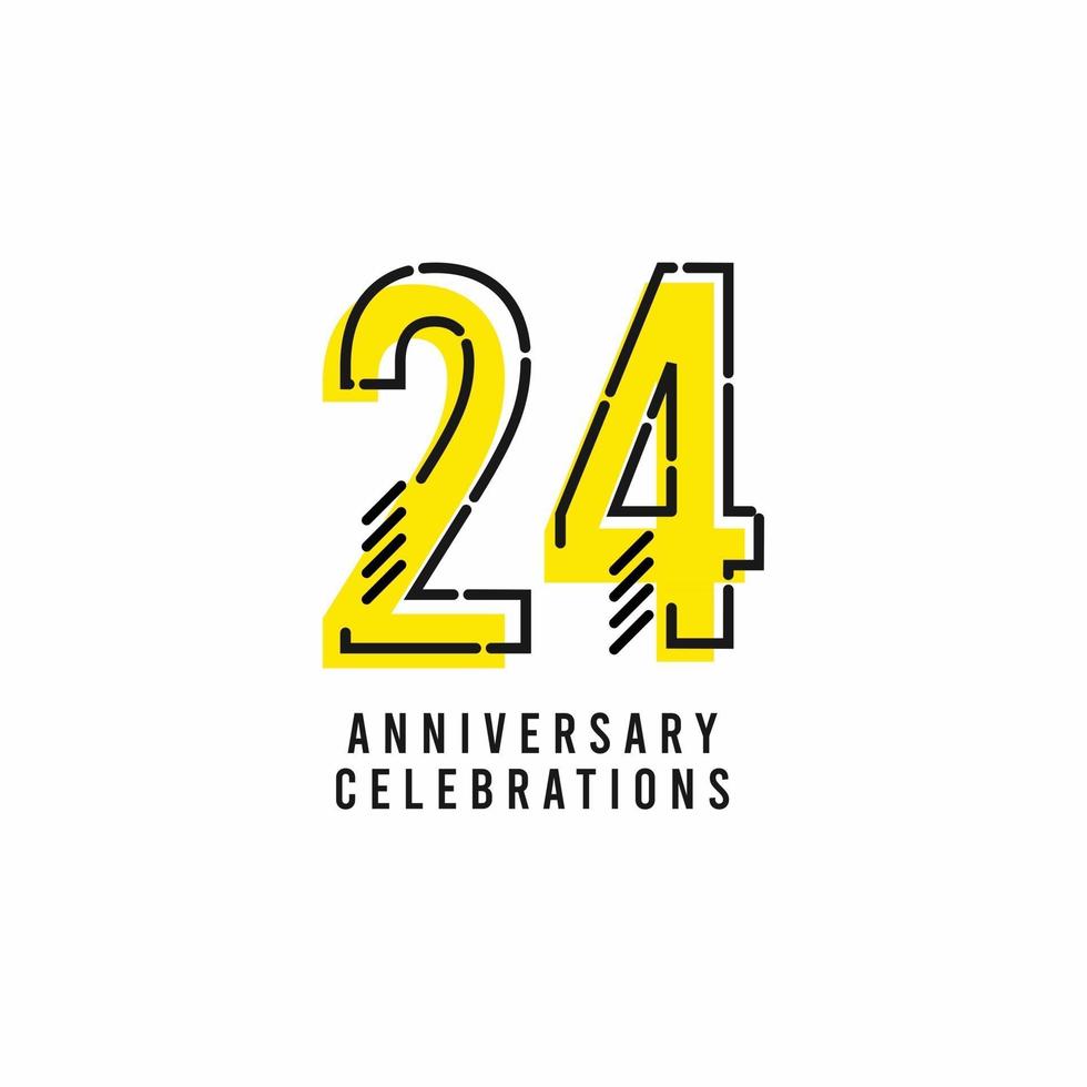 24 Years Anniversary Celebration Vector Template Design Illustration