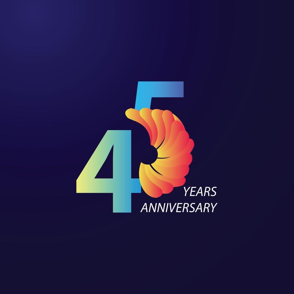 45 Years Anniversary Celebration Vector Template Design Illustration