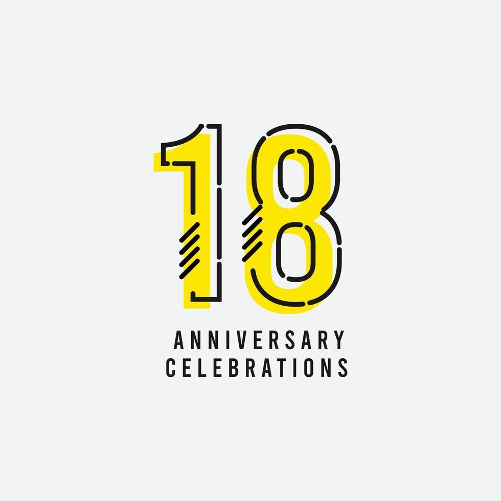 Ilustración de diseño de plantilla de vector de celebración de aniversario de 18 años