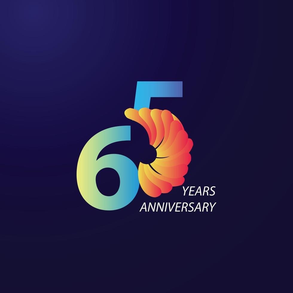 Ilustración de diseño de plantilla de vector de celebración de aniversario de 65 años